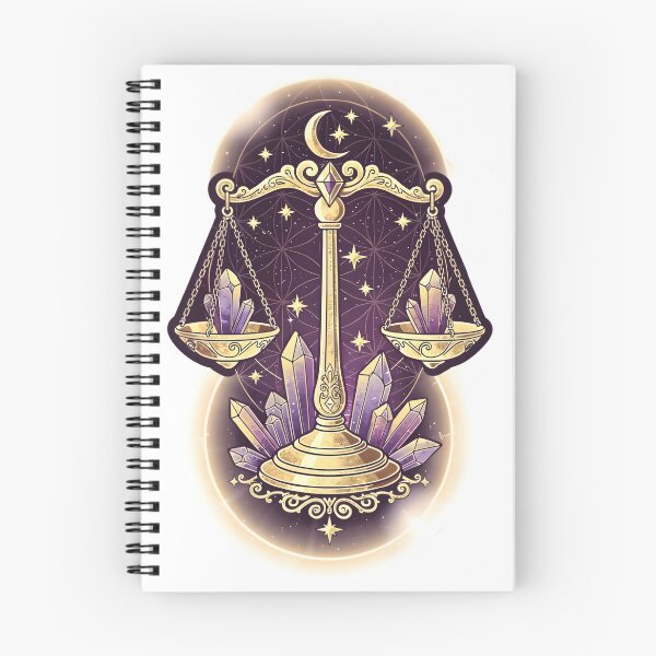 Item preview, Libra Gold Scales Amethyst Crystal Moon Stars Zodiac Art designed and sold by Zodiac Celestial Art.