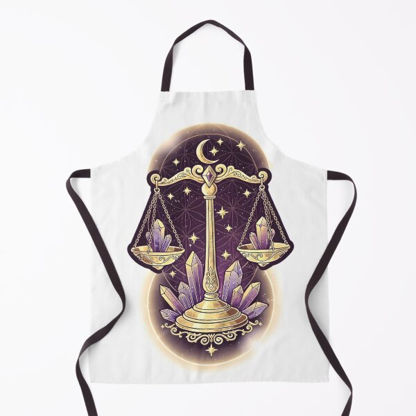 Item preview, Libra Gold Scales Amethyst Crystal Moon Stars Zodiac Art designed and sold by Zodiac Celestial Art.