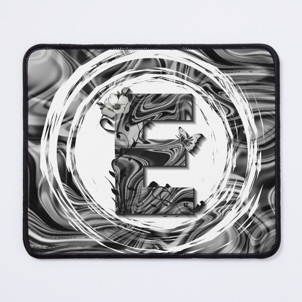 Item preview, Letter E Botanical Monogram black and white liquid marble designed and sold by iRenza.