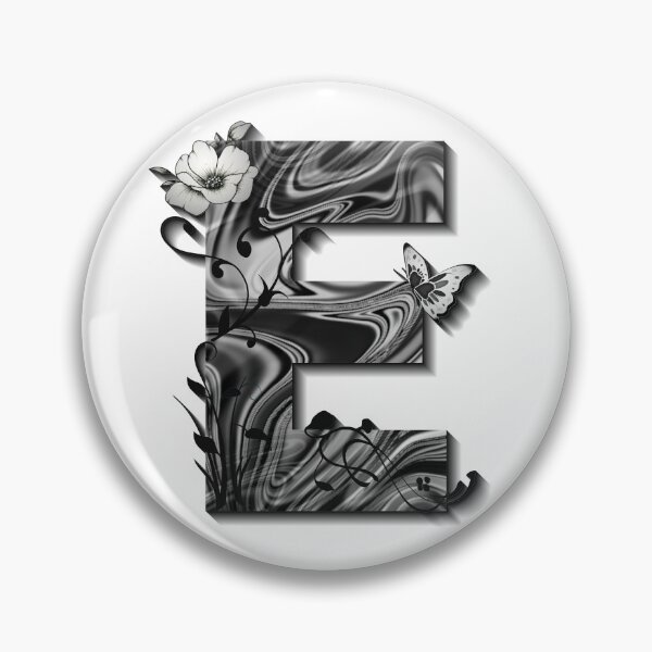 Item preview, Letter E Botanical Monogram black and white liquid marble designed and sold by iRenza.