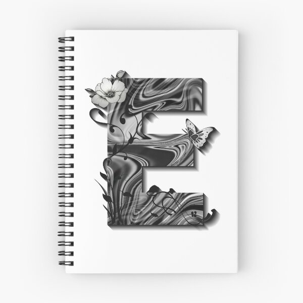 Item preview, Letter E Botanical Monogram black and white liquid marble designed and sold by iRenza.