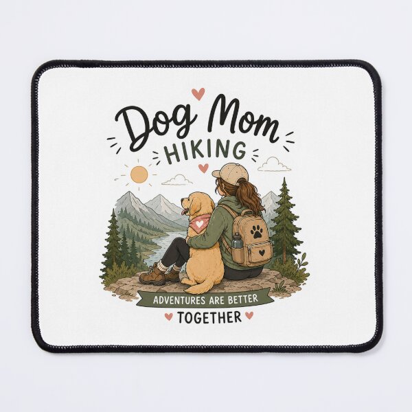 Item preview, Dog Mom Hiking – Mountain Trail Adventure Illustration designed and sold by SMARTKIT DESIGNAGENCY.