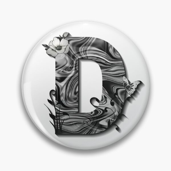 Item preview, Letter D Botanical Monogram black and white liquid marble designed and sold by iRenza.