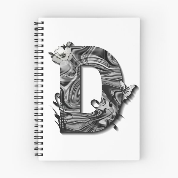 Item preview, Letter D Botanical Monogram black and white liquid marble designed and sold by iRenza.