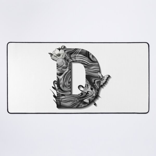 Item preview, Letter D Botanical Monogram black and white liquid marble designed and sold by iRenza.