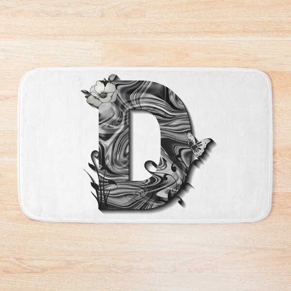 Item preview, Letter D Botanical Monogram black and white liquid marble designed and sold by iRenza.
