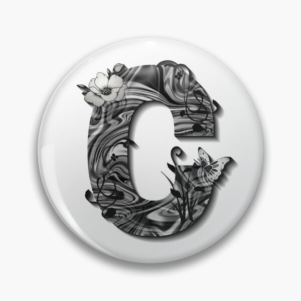 Item preview, Letter C Botanical Monogram black and white liquid marble designed and sold by iRenza.