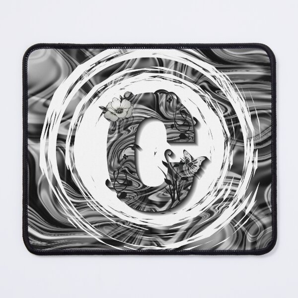 Item preview, Letter C Botanical Monogram black and white liquid marble designed and sold by iRenza.