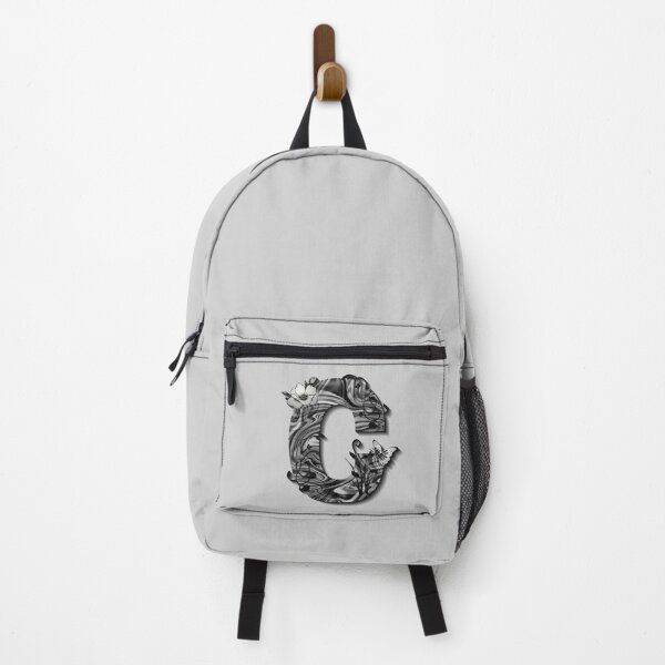 Item preview, Letter C Botanical Monogram black and white liquid marble designed and sold by iRenza.