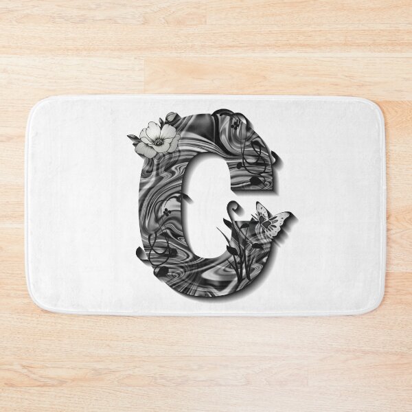 Item preview, Letter C Botanical Monogram black and white liquid marble designed and sold by iRenza.