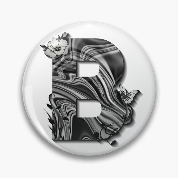 Item preview, Letter B Botanical Monogram black and white liquid marble designed and sold by iRenza.