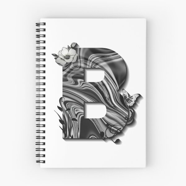 Item preview, Letter B Botanical Monogram black and white liquid marble designed and sold by iRenza.