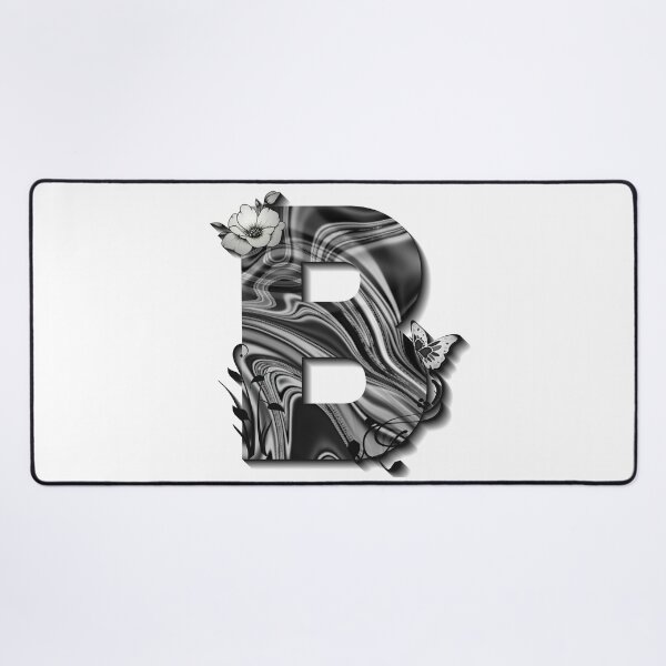 Item preview, Letter B Botanical Monogram black and white liquid marble designed and sold by iRenza.