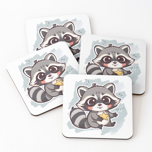 Item preview, Cute Kawaii Raccoon Sticker | Adorable Baby Raccoon Holding Star Cartoon designed and sold by dreamz-world.