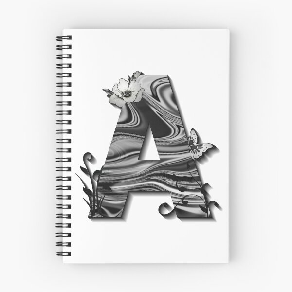 Item preview, Letter A Botanical Monogram black and white liquid marble designed and sold by iRenza.