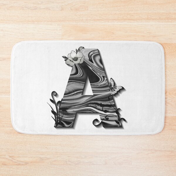 Item preview, Letter A Botanical Monogram black and white liquid marble designed and sold by iRenza.