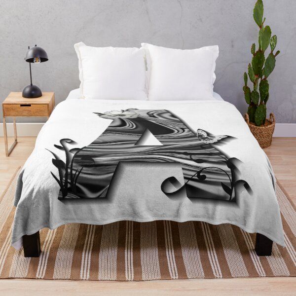 Item preview, Letter A Botanical Monogram black and white liquid marble designed and sold by iRenza.