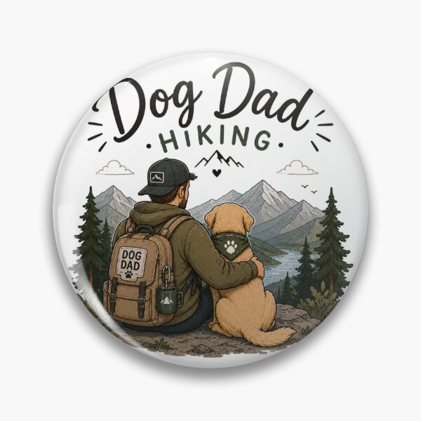 Item preview, Dog Dad Hiking – Golden Retriever Trail Illustration designed and sold by SMARTKIT  DESIGNAGENCY.