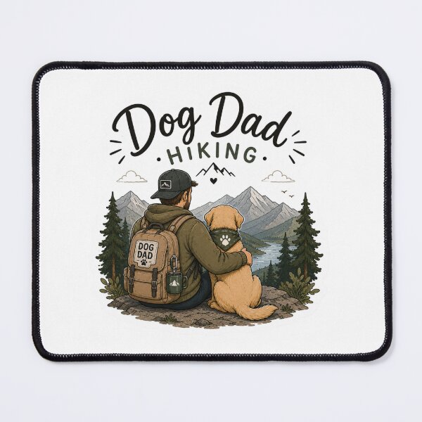 Item preview, Dog Dad Hiking – Golden Retriever Trail Illustration designed and sold by SMARTKIT  DESIGNAGENCY.