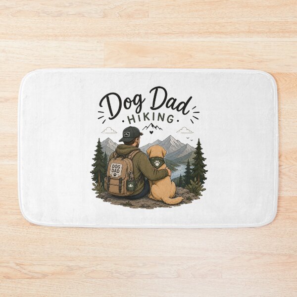 Item preview, Dog Dad Hiking – Golden Retriever Trail Illustration designed and sold by SMARTKIT  DESIGNAGENCY.