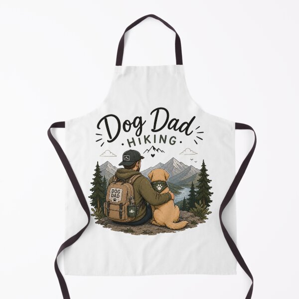 Item preview, Dog Dad Hiking – Golden Retriever Trail Illustration designed and sold by SMARTKIT DESIGNAGENCY.