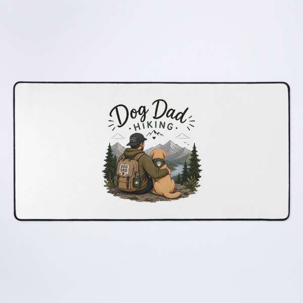 Item preview, Dog Dad Hiking – Golden Retriever Trail Illustration designed and sold by SMARTKIT DESIGNAGENCY.
