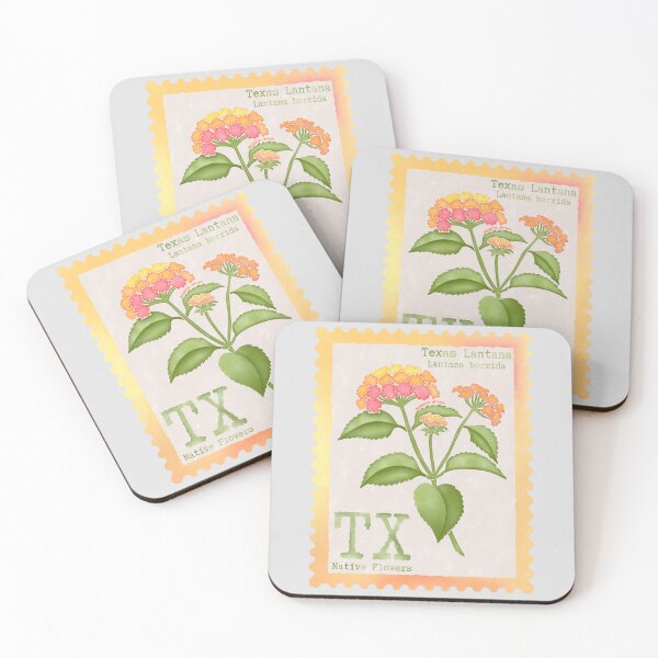 Item preview, Texas Native Flower Lantana Watercolor Vintage Postage Stamp designed and sold by Marguerite Artistry.