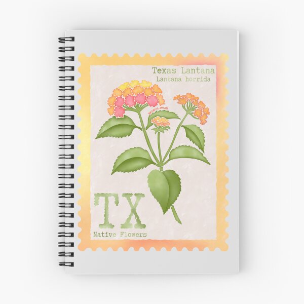 Item preview, Texas Native Flower Lantana Watercolor Vintage Postage Stamp designed and sold by Marguerite Artistry.
