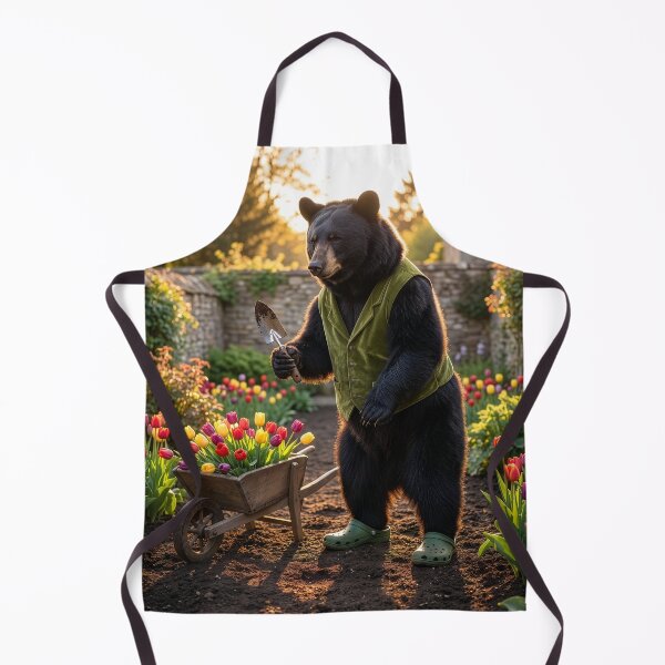 Item preview, Black Bear Gardener Tends Flower Garden designed and sold by Tridentulus.