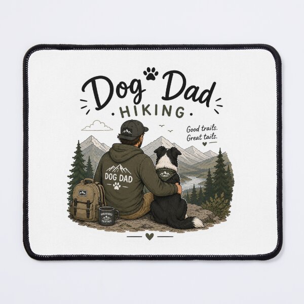 Item preview, Dog Dad Hiking – Border Collie Adventure Illustration designed and sold by SMARTKIT DESIGNAGENCY.