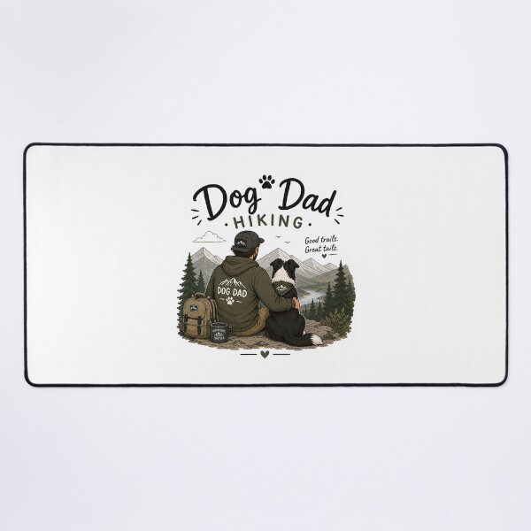 Item preview, Dog Dad Hiking – Border Collie Adventure Illustration designed and sold by SMARTKIT DESIGNAGENCY.