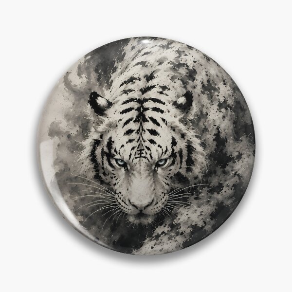 Item preview, Majestic White Tiger Ink Painting | Chinese Ink Art | Monochrome Wildlife Wall designed and sold by ManJiangHong.