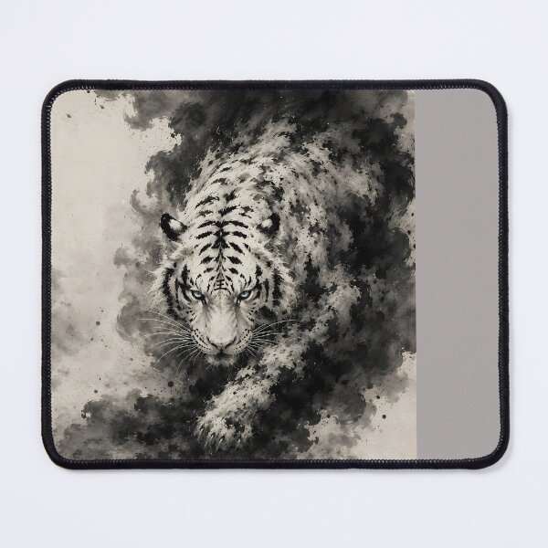 Item preview, Majestic White Tiger Ink Painting | Chinese Ink Art | Monochrome Wildlife Wall designed and sold by ManJiangHong.