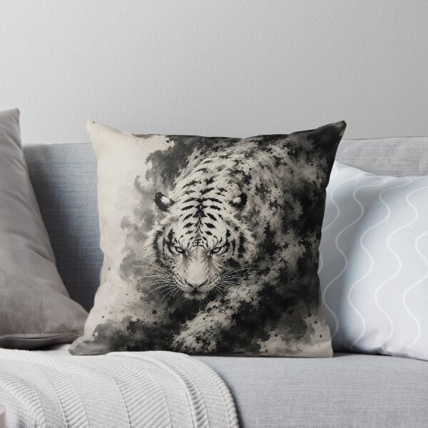 Item preview, Majestic White Tiger Ink Painting | Chinese Ink Art | Monochrome Wildlife Wall designed and sold by ManJiangHong.