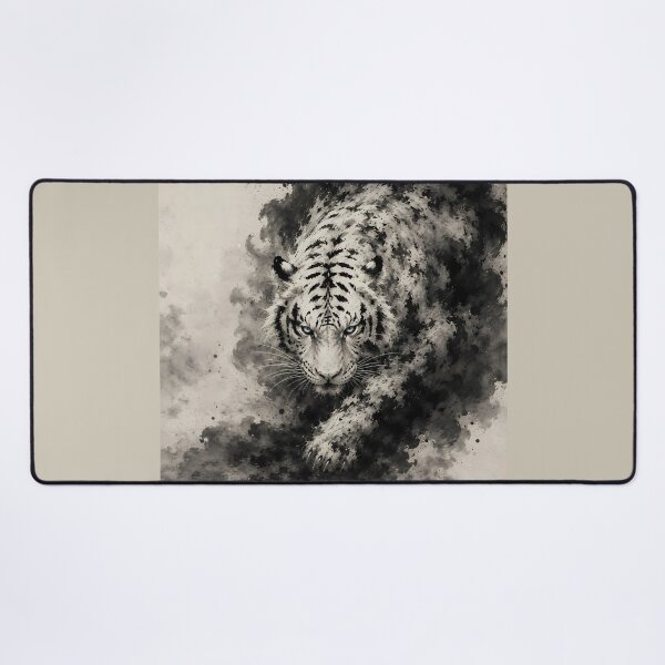 Item preview, Majestic White Tiger Ink Painting | Chinese Ink Art | Monochrome Wildlife Wall designed and sold by ManJiangHong.