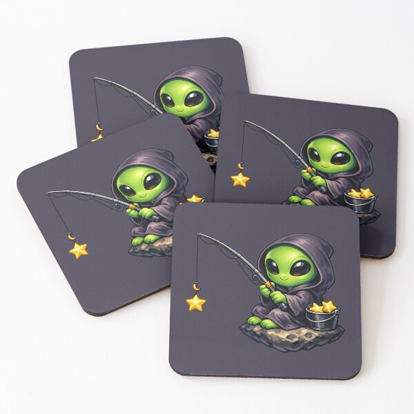 Item preview, Little Alien Fishing Stars – Cosmic Cute Space Illustration designed and sold by builtforyou.
