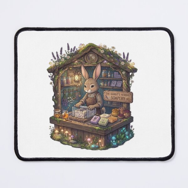 Item preview, The Rabbit's Herbal Soapery | Cottagecore Bunny Soap Maker | Whimsical Botanical Apothecary Illustration designed and sold by MrDev.