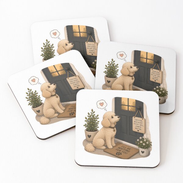 Item preview, Poodle Waiting by the Door – Loyal Companion Illustration  designed and sold by SMARTKIT  DESIGNAGENCY.