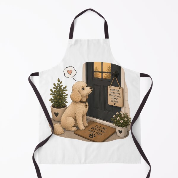 Item preview, Poodle Waiting by the Door – Loyal Companion Illustration designed and sold by SMARTKIT DESIGNAGENCY.