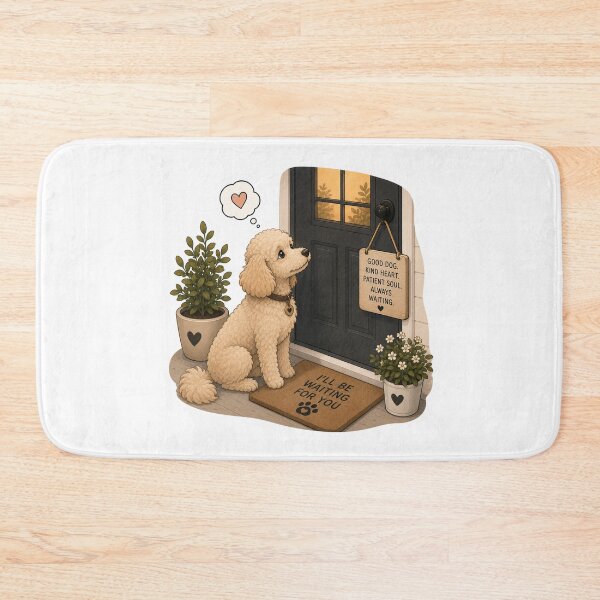 Item preview, Poodle Waiting by the Door – Loyal Companion Illustration  designed and sold by SMARTKIT  DESIGNAGENCY.
