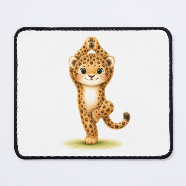 Item preview, Tree Pose Jaguar Yoga Watercolor Print designed and sold by YogiAnimalArt.