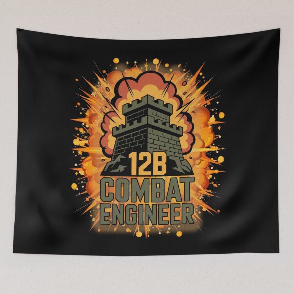 Item preview, 12B Combat Engineer — U.S. Army MOS Fortress Emblem with Explosion Military Graphic designed and sold by GFamilyC.