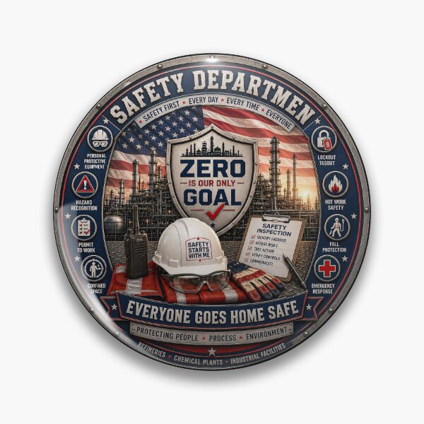Item preview, Safety Department Zero Goal Industrial Safety Challenge Coin Wall Art | Refinery & Chemical Plant Safety Professional Design designed and sold by artistwill.