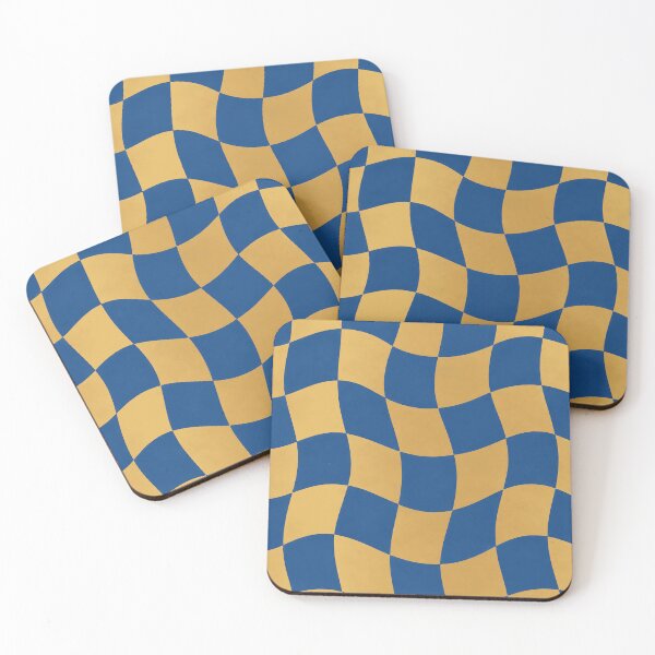 Item preview, Blue and Gold Wavy Checkerboard Pattern designed and sold by Aureva Arts Shop.
