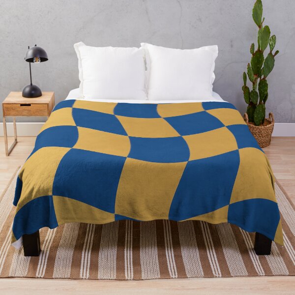 Item preview, Blue and Gold Wavy Checkerboard Pattern designed and sold by Aureva Arts Shop.