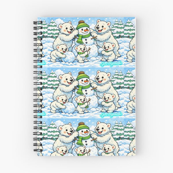 Item preview, Polar Bear Family Builds a Snowman – Winter Wonderland Cartoon designed and sold by The Art Queen Of Michigan .