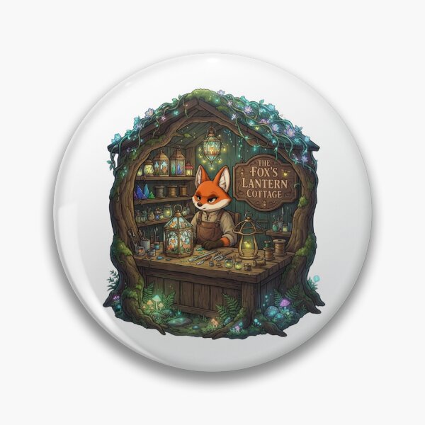 Item preview, The Fox's Lantern Cottage | Whimsical Lantern Maker | Enchanted Woodland Workshop Fantasy Illustration designed and sold by MrDev.