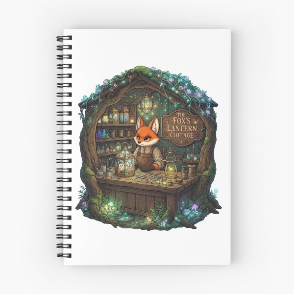 Item preview, The Fox's Lantern Cottage | Whimsical Lantern Maker | Enchanted Woodland Workshop Fantasy Illustration designed and sold by MrDev.