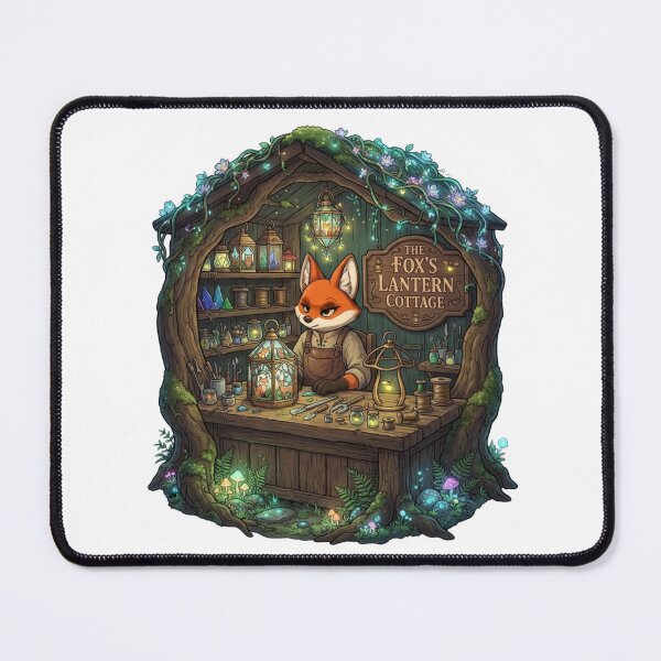 Item preview, The Fox's Lantern Cottage | Whimsical Lantern Maker | Enchanted Woodland Workshop Fantasy Illustration designed and sold by MrDev.