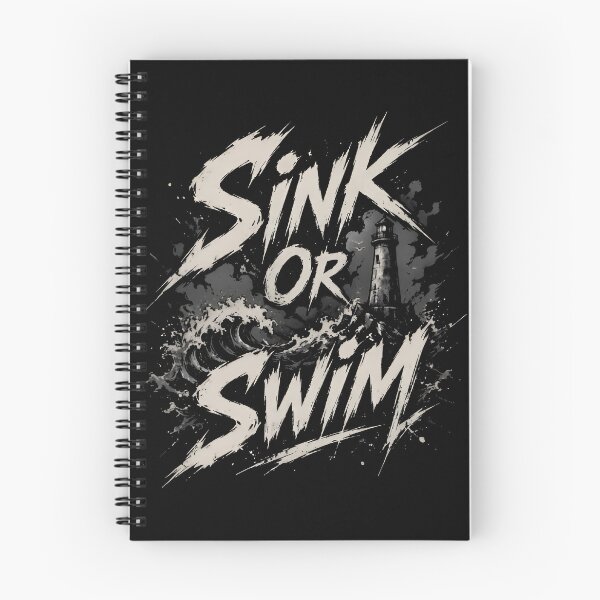 Item preview, Sink or Swim - Vintage Lighthouse Ocean Waves Typography designed and sold by milano picks.